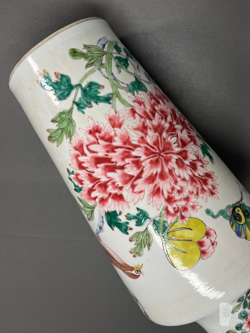 清雍正 粉彩花鸟图棒槌瓶 - 图10